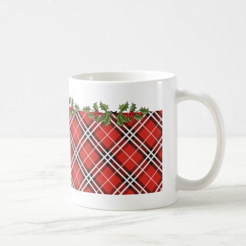 Tartan Plaid  Holly Christmas Coffee Mug