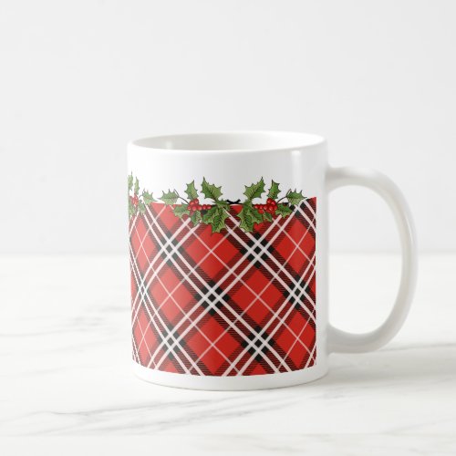 Tartan Plaid  Holly Holiday Coffee Mug