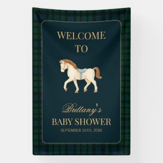 Tartan Plaid Horse Baby Shower Welcome Banner