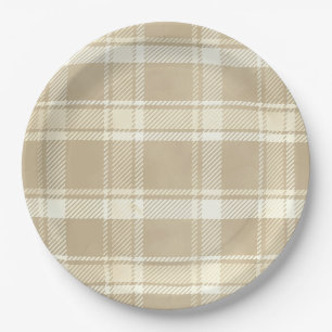 Tartan Plaid in Beige, Cream, and Pale Yellow Paper Plates