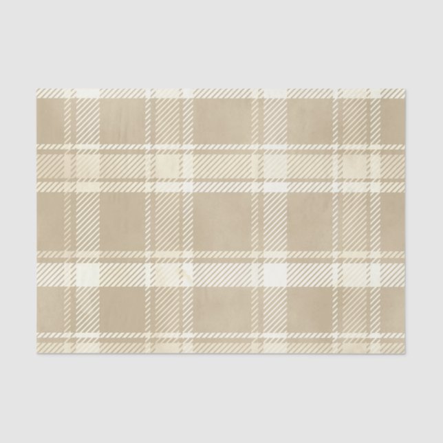 Tartan Plaid in Beige, Cream, and Pale Yellow Tissue Paper (Front)