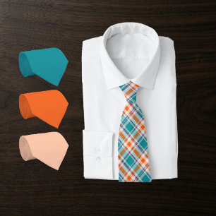 Tartan Plaid in Caribbean Teal, Deep Aqua Blue... Neck Tie