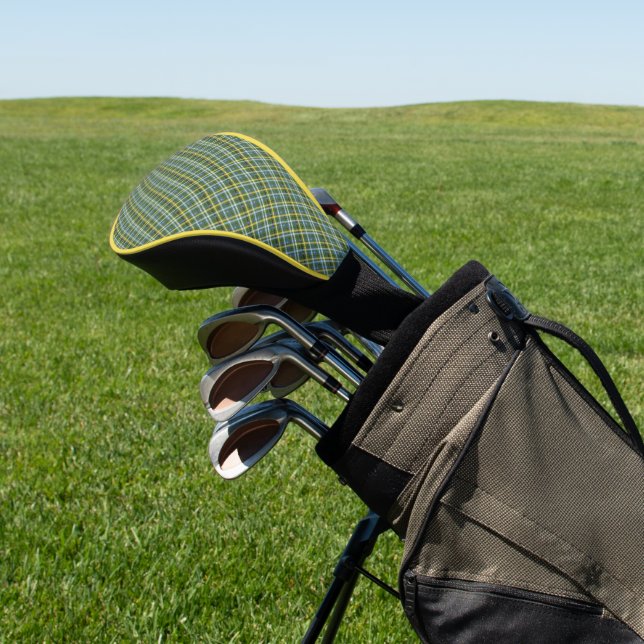 Tartan Plaid in Green, Blue, Yellow, and Black Golf Head Cover (In Situ)