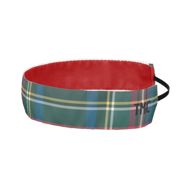 Tartan Plaid INITIALS Classic Christmas Preppy Athletic Headband (Right)