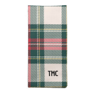 Tartan Plaid INITIALS Modern Farmhouse Holiday Cloth Napkin