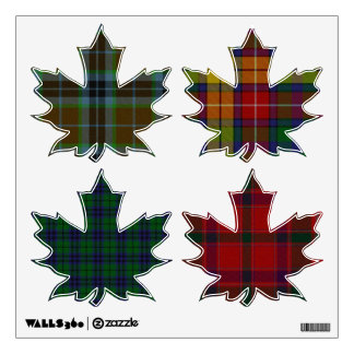 Tartan Plaid Maple Leaves Wall Decals