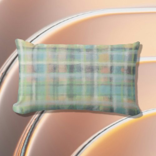 Tartan plaid modern pastel yellow cyan gray green  lumbar pillow