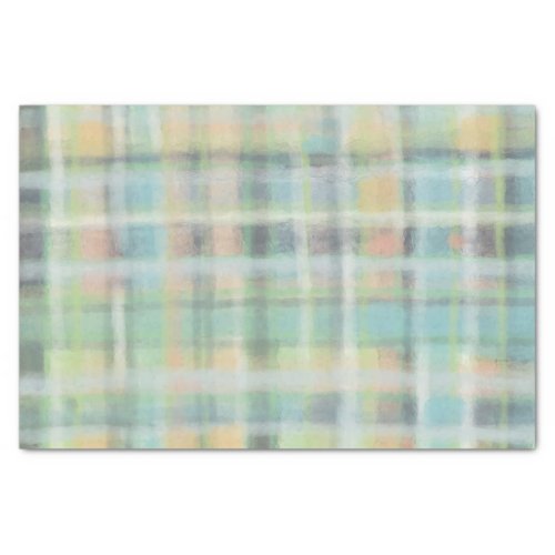 Tartan plaid modern pastel yellow cyan gray green  tissue paper