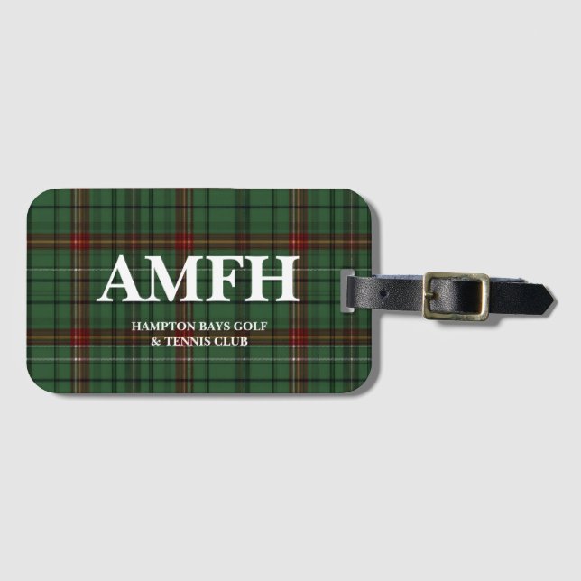 Tartan-Plaid Monogram Golf Luggage Tag (Front Horizontal)