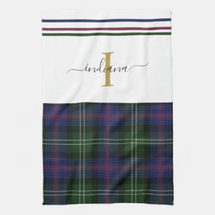 Tartan Plaid Monogram Name Rustic Clan Sutherland Kitchen Towel