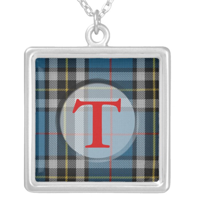 Tartan Plaid Monogram Necklace (Front)