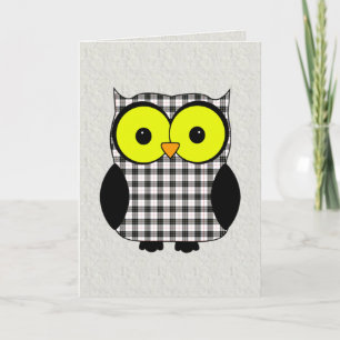 Tartan Plaid Owl V9 Birthday Card