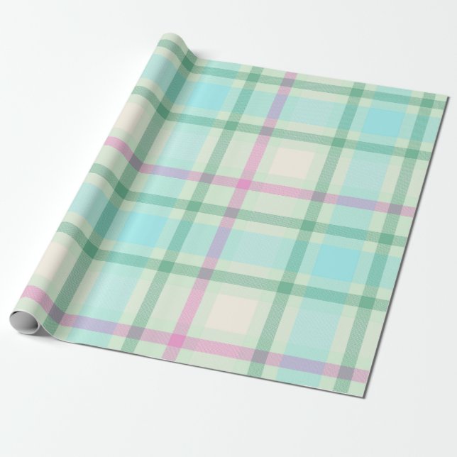 Tartan Plaid pastel wrapping paper  (Unrolled)