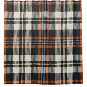 Tartan plaid pattern autumn in black, orange, blue shower curtain