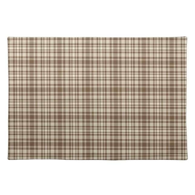 Tartan Plaid Pattern Brown & Beige No. 70 Cloth Placemat (Front)