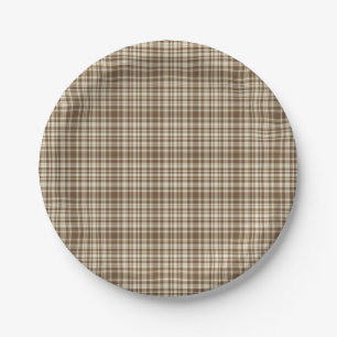 Tartan Plaid Pattern Brown & Beige No. 70 Paper Plates