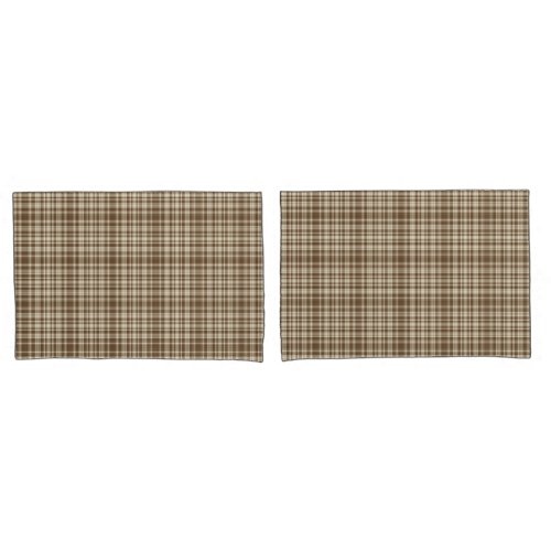 Tartan Plaid Pattern Brown  Beige No 70 Pillow Case