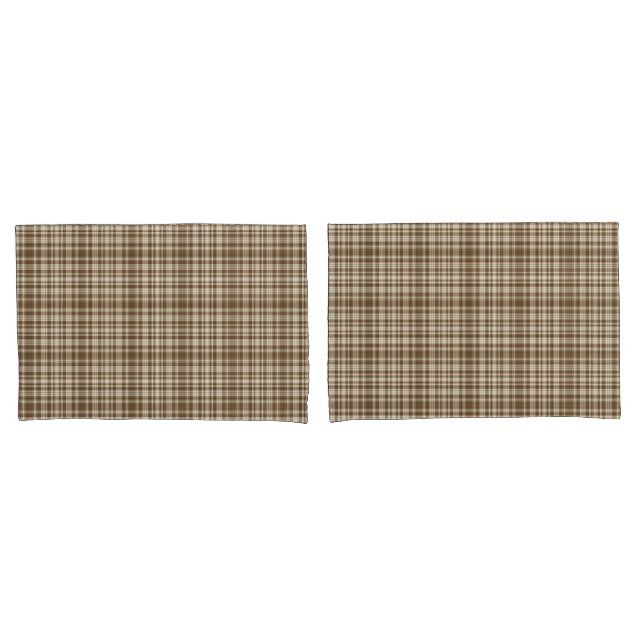 Tartan Plaid Pattern Brown & Beige No. 70 Pillow Case (Front-Set)