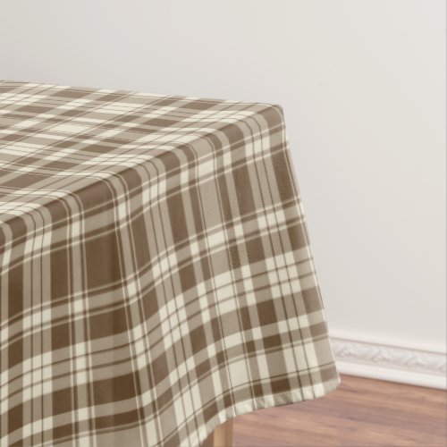 Tartan Plaid Pattern Brown  Beige No 70 Tablecloth