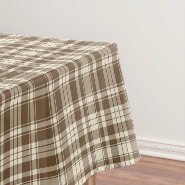 Tartan Plaid Pattern Brown & Beige No. 70 Tablecloth (In Situ)