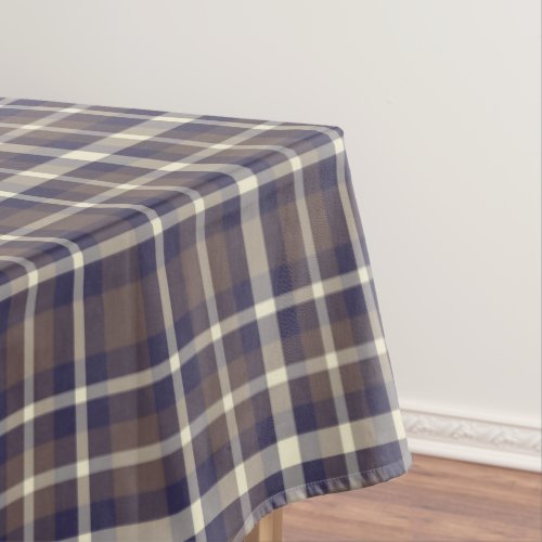 Tartan Plaid Pattern Brown Blue  Beige No 69 Tablecloth