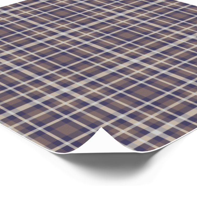 Tartan Plaid Pattern Brown, Blue & Beige No. 69 Temporary Tattoos (Angled)