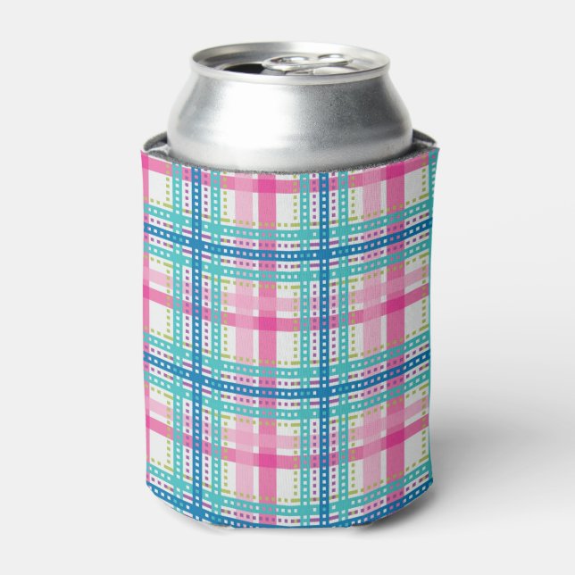 Tartan, plaid pattern can cooler (Can Front)