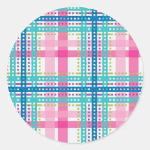 Tartan, plaid pattern classic round sticker