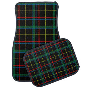 Tartan plaid pattern, green and red, car floor mat
