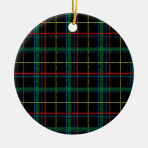 Tartan plaid pattern, green and red, ceramic ornament