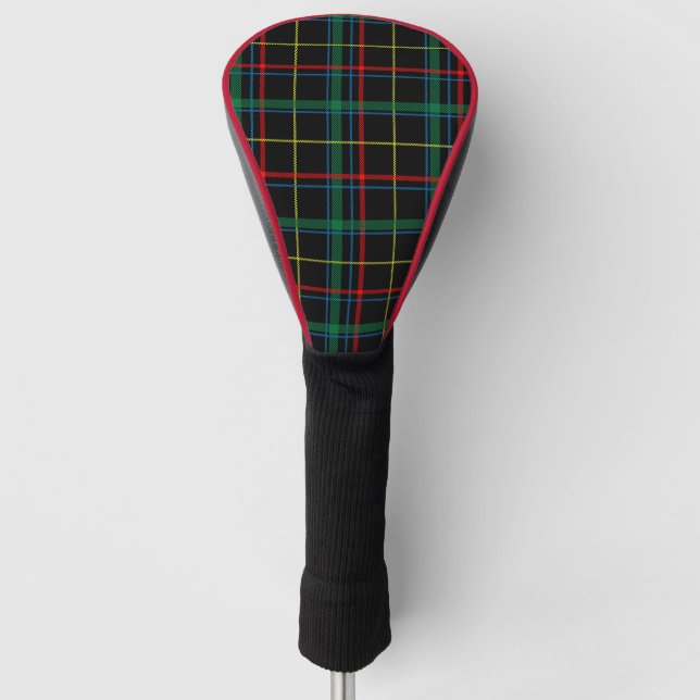 Tartan plaid pattern, green and red, golf head cover (Front)