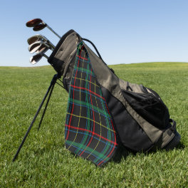 Tartan plaid pattern, green and red, golf towel