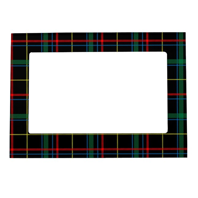 Tartan plaid pattern, green and red, magnetic frame (Front)