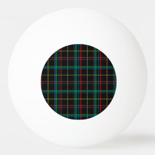 Tartan plaid pattern, green and red, ping pong ball