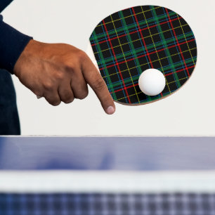 Tartan plaid pattern, green and red, ping pong paddle