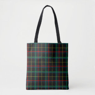Tartan plaid pattern, green and red, tote bag