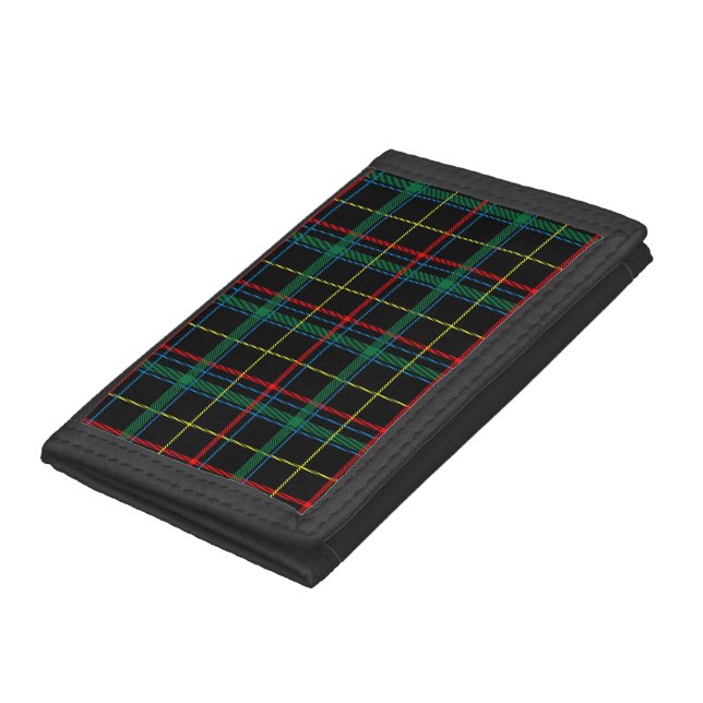Tartan plaid pattern, green and red, trifold wallet (Bottom)