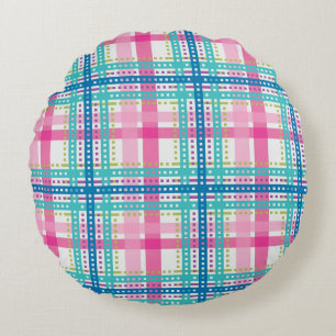 Tartan, plaid pattern round pillow
