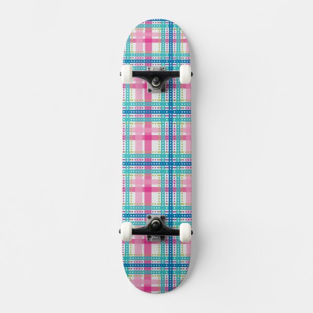 Tartan, plaid pattern skateboard deck (Front)