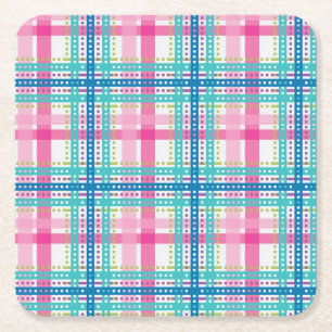 Tartan, plaid pattern square paper coaster