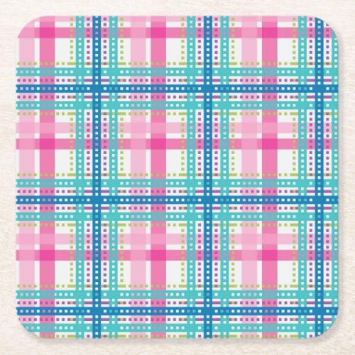 Tartan plaid pattern square paper coaster