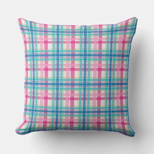 Tartan, plaid pattern throw pillow (Front)
