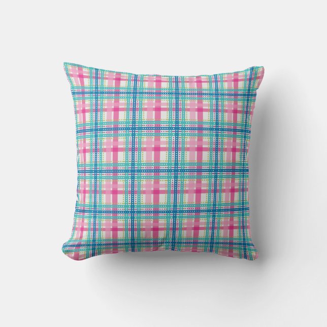 Tartan, plaid pattern throw pillow (Front)