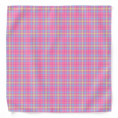 Tartan Plaid Pink Blue Purple Yellow No 53 Bandana