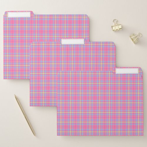 Tartan Plaid Pink Blue Purple Yellow No 53 File Folder