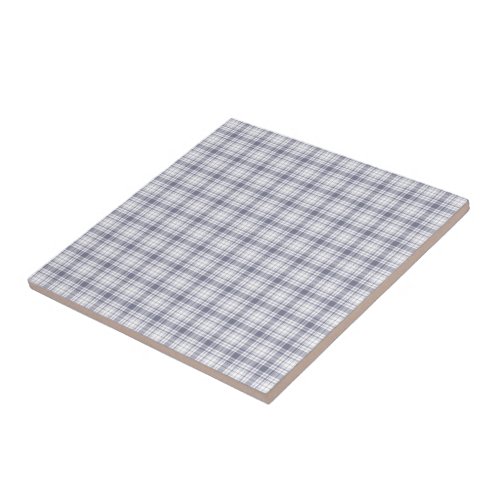 Tartan Plaid Purple  White No 61 Ceramic Tile