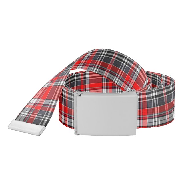Tartan Plaid Red, Black & White No. 62 Belt (Snake)
