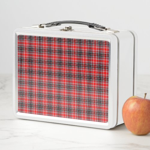 Tartan Plaid Red Black  White No 62 Metal Lunch Box