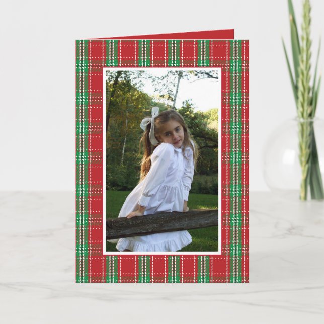 Tartan Plaid Red Christmas Photo Card 1 Photo (Front)