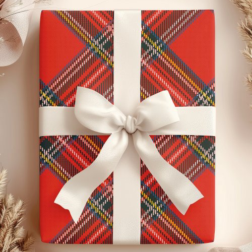 Tartan Plaid Red Christmas Wrapping Paper